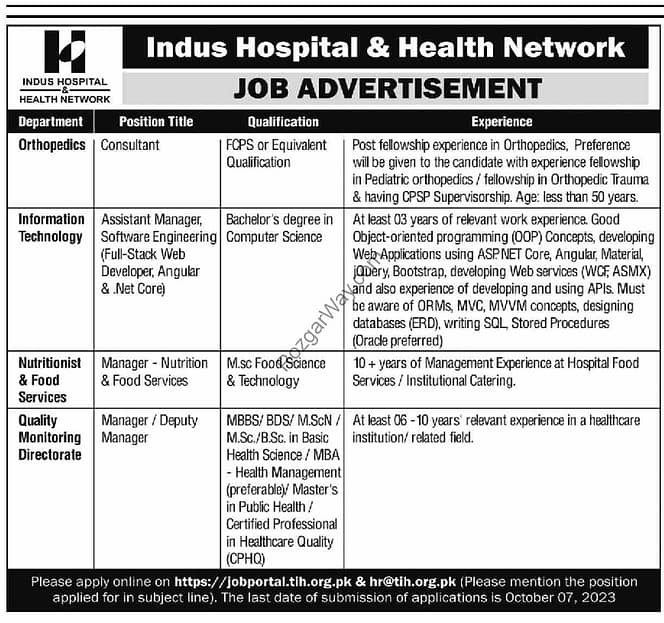 Discover the Latest Job Openings at Indus Hospital Lahore in 2023